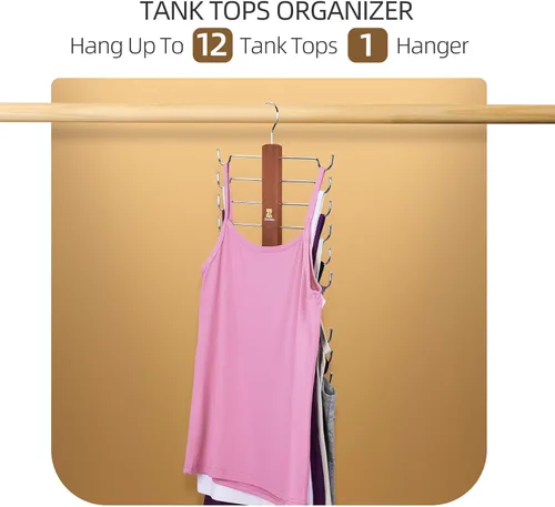 Miniatura 3 de ZEDODIER Percha para camisetas sin mangas, paquete de 2 organizadores de madera para sujetadores, 12 unidades de capacidad de almacenamiento