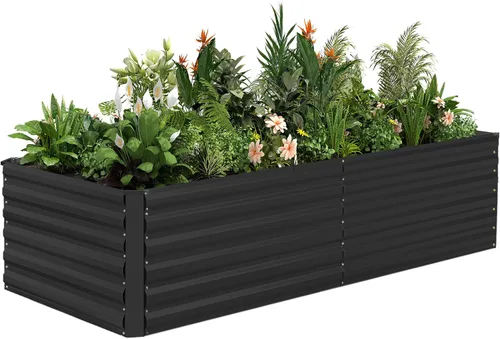 Miniatura 24 de NAVINE Cama de jardín elevada de 8 x 4 x 2 pies, macetas elevadas de metal grande, macetas para plantas al aire libre para verduras, flores