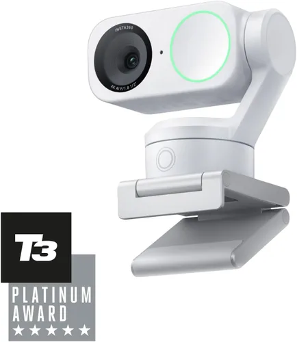 Insta360 Link 2 - Cámara web PTZ 4K para PC/Mac, sensor de 1/2 pulgada, seguimiento AI, HDR, micrófono con cancelación de ruido AI, control de