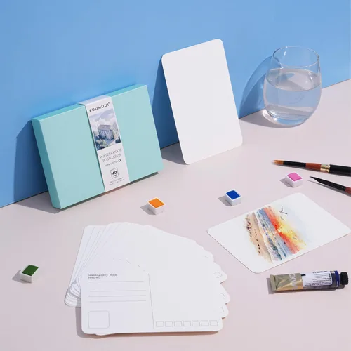 Miniatura 7 de Fuumuui 40 tarjetas postales de acuarela en blanco de 4 x 6 pulgadas, 140 libras/300 gsm, papel de arte 100% algodón prensado en frío para pintura