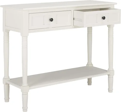 Miniatura 10 de SAFAVIEH Muebles Samantha - Mesa consola de 2 cajones - Camel - Madera maciza - Diseño clásico de almacenamiento - Ideal para entrada, sala