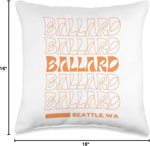 Miniatura 4 de Washington State and Seattle Neighborhood Ballard, Seattle, Washington Simple Orange Neighborhood - Almohada de 16 x 16 pulgadas, multicolor