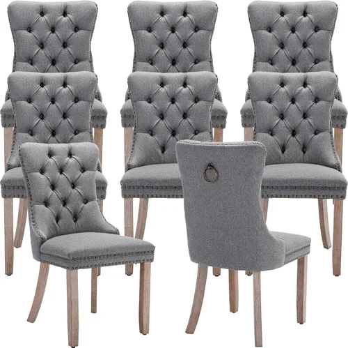 Miniatura 11 de Sillas de Comedor Juego de 4 sillas de comedor tapizadas de lino, sillas de comedor modernas de mediados de siglo, sillas de cocina y comedor