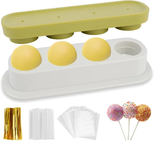 Kit de 301 moldes redondos para tartas, 4 cavidades circulares para hacer pasteles, cortador de prensa y empujador, palitos y envoltorios, lazos