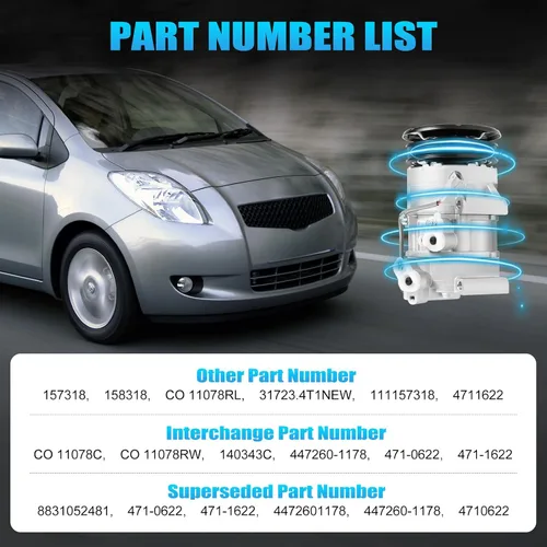 Miniatura 6 de Compresor de aire acondicionado y embrague para Toyota Yaris 1.5L 2007 2008 2009 2010 CO 11078C, aire acondicionado compresor de CA y Cluth CO