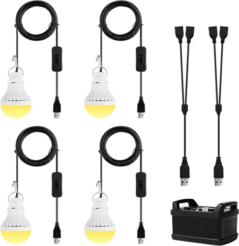 Onite Bombilla LED USB, iluminación de respaldo de emergencia para campamento, garaje, preparación para cortes de energía, para estación de energía