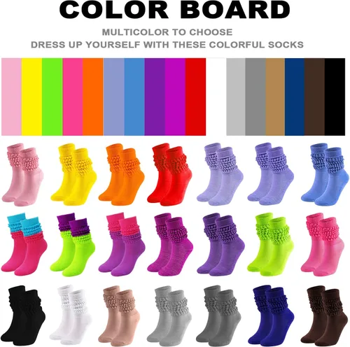 Miniatura 5 de Forwe 3 Pairs Slouch Socks for Women Size 9-11 Soft Extra Long Scrunch Knee High Boot Socks