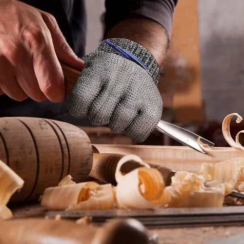 Miniatura 5 de Herda 1 par (L) guantes resistentes a los cortes de grado alimenticio, guantes de cocina de acero inoxidable para cortar carne, filete de pescado