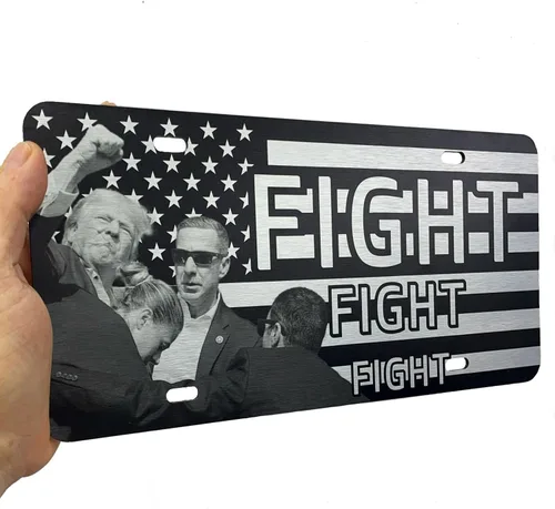 Miniatura 71 de JASS GRAPHIX Placa de matrícula personalizada con la bandera estadounidense de línea amarilla, homenaje personalizado a despachadores y operadores