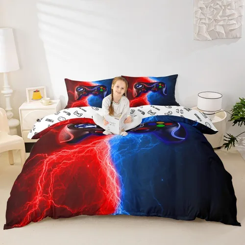 Miniatura 28 de Erosebridal Juego de ropa de cama con diseño de Feliz Navidad, adorable funda de edredón de muñeco de nieve tamaño individual para niños y niñas