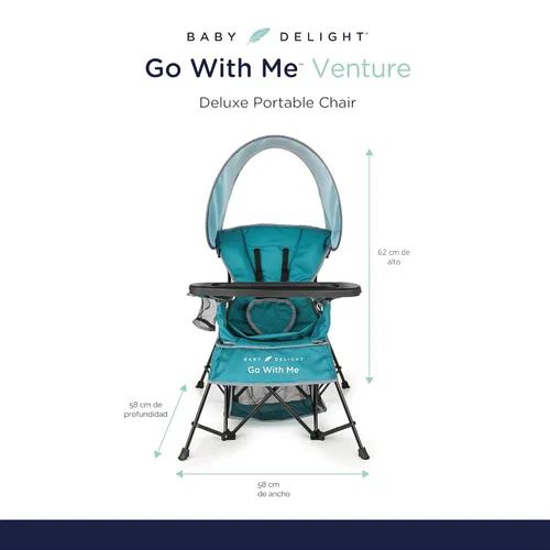 Miniatura 2 de Baby Delight Go with Me Venture Silla portátil Para interiores y exteriores Toldo para el sol 3 etapas de crecimiento para niños Azul