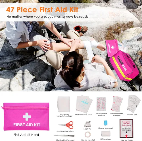 Miniatura 3 de THINKWORK - Kit de emergencia de coche para regalos de adolescentes y damas, kit de asistencia en carretera rosa con juego de herramientas