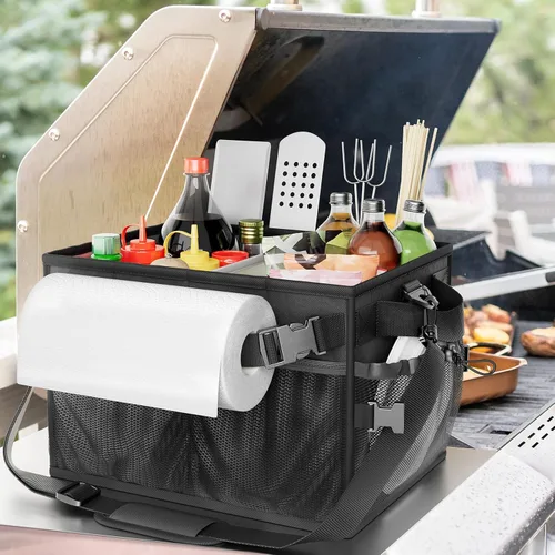 Miniatura 2 de FANGSUN Organizador para Parrilla, Organizador de Barbacoa con Soporte de Toalla de Papel, Organizador de Parrilla para Picnic para Camping al Aire
