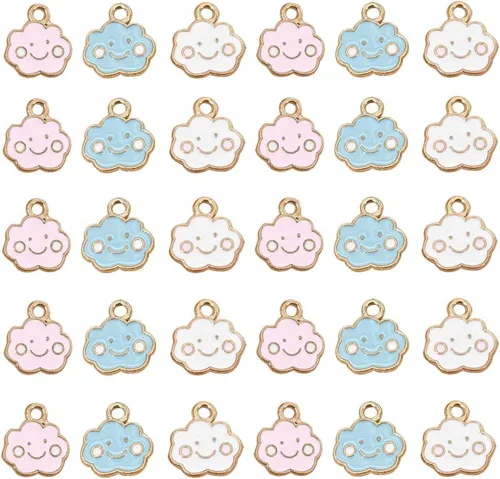 Dijes colgantes de flores de colores mixtos, 30 piezas de dijes de flores de aleación para hacer joyas, collares, pulseras, aretes, accesorios de