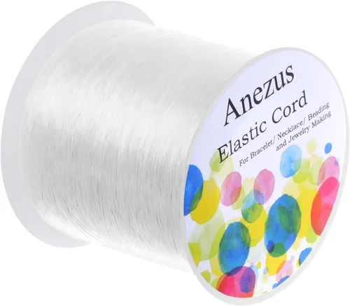 Miniatura 7 de Anezus Cuerda elástica para pulseras, cordón elástico de 0.028 in para hacer joyas, cuentas y manualidades