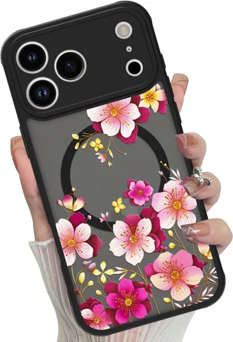 Miniatura 37 de Funda magnética para iPhone 17 Pro [compatible con MagSafe], bonita funda de moda con estampado de leopardo negro, translúcida, mate, parte trasera