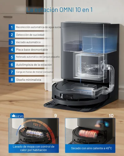 Miniatura 2 de ECOVACS DEEBOT T80 Omni Robot Aspirador y trapeador, succión de 18,000 Pa, fregona con rodillo OZMO con TruEdge, cepillo sin enredos, navegación AI