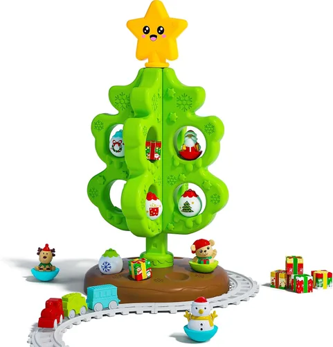 Miniatura 9 de Mi Primer Árbol de Navidad para Niños Pequeños, Juguete Decorativo Montessori Musical con Luces y Adornos, Mini Juego de Tren, Juguetes Roly Poly
