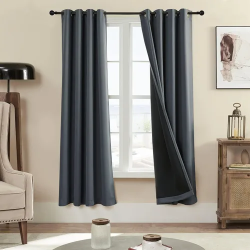 Miniatura 74 de Rutterllow - Cortinas 100% opacas, paneles de cortina con ojales, aislamiento térmico y bloqueo de luz para habitación y sala de estar