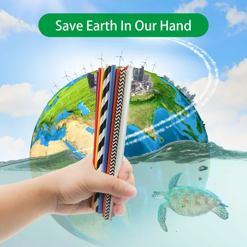 Miniatura 5 de Pajitas de papel verde de 7.75 pulgadas, paquete de 100 popotes desechables de color verde sólido, paja ecológica reciclable para manualidades