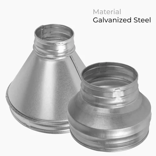 Miniatura 5 de Reductor de conducto redondo de 6 a 4 pulgadas - Aumentador de tubería de acero galvanizado de ajuste macho - Acoplamiento para sistemas