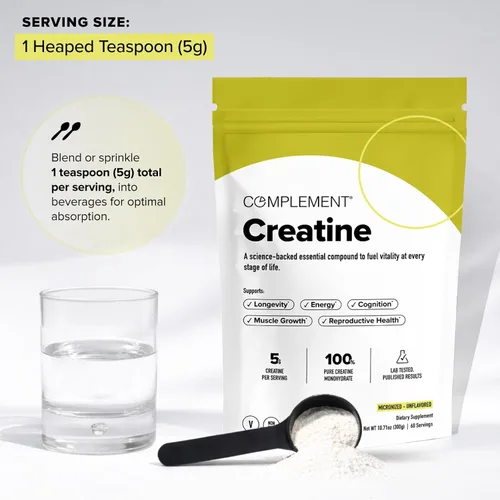 Miniatura 4 de Complement Monohidrato de creatina en polvo micronizado - Pre-entrenamiento, después del entrenamiento, recuperación muscular, salud cerebral
