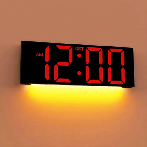 Miniatura 12 de JALL Reloj de pared digital grande de 22'', pantalla de números LED grande, DST, luz nocturna para aula, sala de estar, dormitorio, montado, regalo