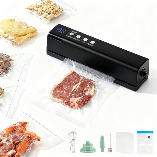Máquina selladora al vacío de Food Saver, selladora al vacío 3 en 1 y bomba de 60 kPa, ahorrador de alimentos de mano con 4 bolsas, recargable, 3