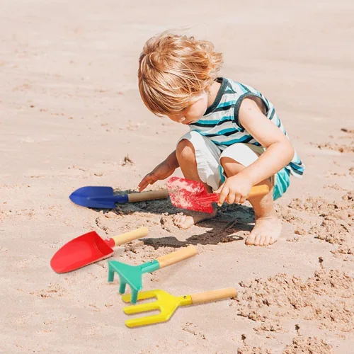 Miniatura 3 de Juguetes de playa para niños, 6 piezas de 8 pulgadas, herramientas de jardinería para niños, juego de juguetes de arena, herramientas de jardín