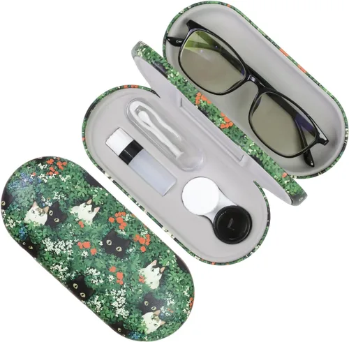 Miniatura 30 de Estuche 2 en 1 para Lentes de Contacto y Anteojos para Mujeres, Hombres y Niños, Estuche Duro Portátil de Doble Cara para Anteojos de Viaje