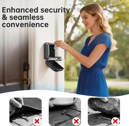 Miniatura 4 de Caja de Seguridad para Llaves MAILADA, Caja de Seguridad con Combinación de 12 Dígitos para Llaves, Código de Reposo, Gran Capacidad y Resistente a