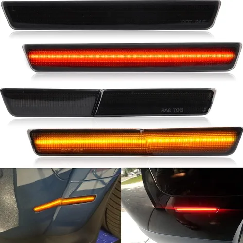 Miniatura 7 de Kits de luces laterales LED con lentes transparentes Challenger ámbar/rojas delanteras y traseras para Dodge Challenger 2008 2009 2010 2011 2012