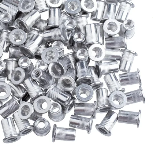 Miniatura 8 de 100 piezas 1/4-20 tuercas de remache de brida de aluminio, tuerca de inserción roscada de cabeza plana UNC plateado - 100 piezas