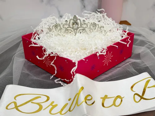 Miniatura 3 de JETKONG 3 Piezas Decoraciones de Despedida de Soltera Corona de Ducha Nupcial, Banda y Velo de Novia para Mujeres Regalos de Despedida de Soltera