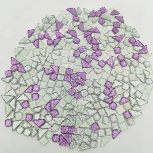 Miniatura 4 de Azulejos de mosaico de vidrio brillante con purpurina irregular al azar de 1.1 libras para manualidades a granel, juego de piezas de mosaico