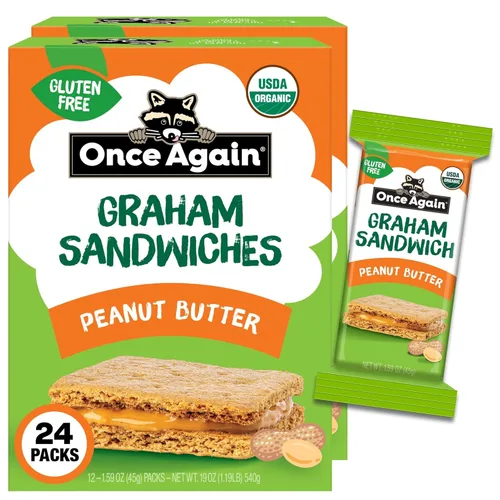 Miniatura 8 de Once Again Sandwiches Graham de mantequilla de girasol, aperitivos sin gluten para niños y adultos, galletas sándwich con mantequilla de semillas