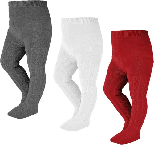 Miniatura 83 de EPEIUS - Pantimedias de punto trenzado, mallas gruesas de algodón para recién nacidos, bebés o niñas pequeñas, paquete de 3, 4, 5 y 6