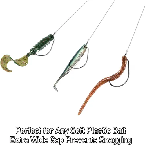 Miniatura 6 de Dr.Fish EWG - Ganchos para pesca de lubina, extra ancho, para pesca de agua dulce, carolina/Texas Rig