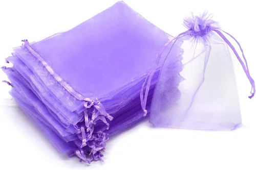 Miniatura 24 de 50 bolsas de organza transparentes de 3 x 4 pulgadas, pequeñas bolsas de regalo de joyería con cordón para bodas, fiestas, bolsas de dulces