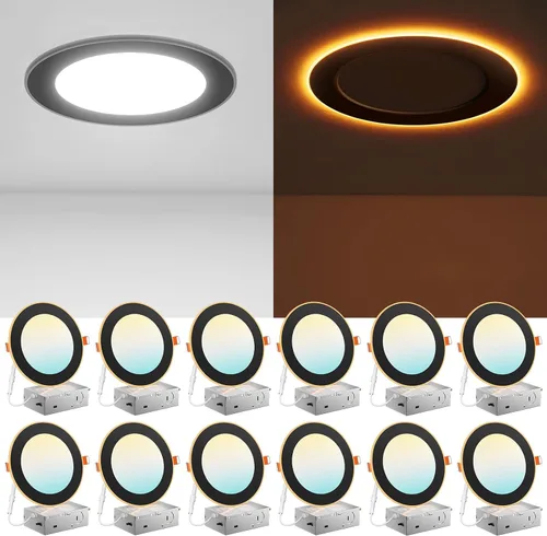 Miniatura 7 de Amico paquete de 12 luces de techo empotrables de 3 pulgadas, 5 CCT, con luz nocturna, 2700K/3000K/3500K/4000K/5000K seleccionables, iluminación