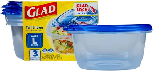 Miniatura 21 de Glad GladWare Entree - Recipientes de almacenamiento de alimentos con tapas, plástico cuadrado mediano sin BPA para preparación de comidas