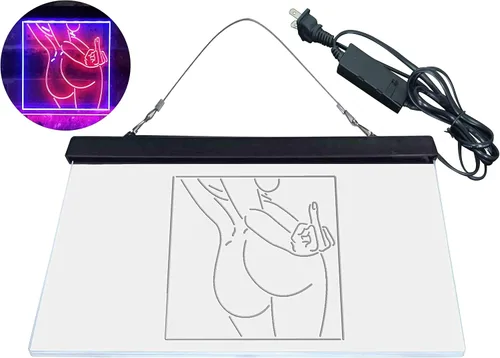 Miniatura 8 de ADVPRO Bad Bitch Middle Finger FXXK Girl Room - Letrero de neón LED de doble color, azul y rojo, 12 x 8 pulgadas st6s32-i3799-br