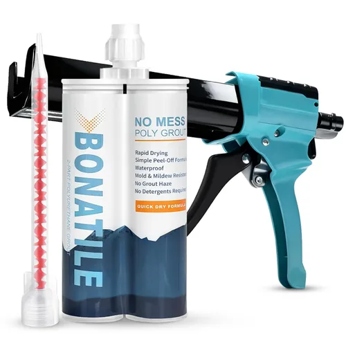 Lechada para azulejos con pistola de calafateo manual de 19 onzas, 13.5 fl oz, relleno de lechada blanca, adecuado para aplicaciones de pared y