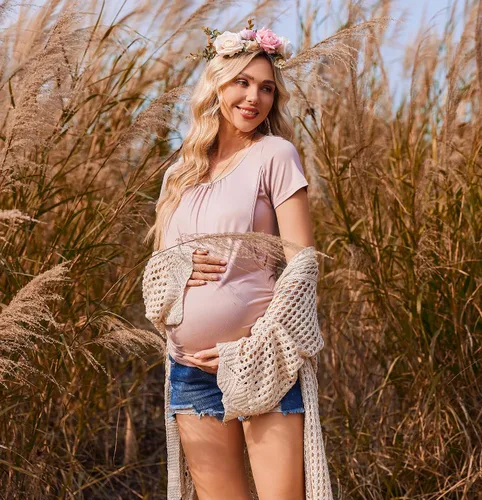 Miniatura 2 de Ekouaer Camisetas de lactancia para mujer, paquete de 3 camisetas de maternidad de doble capa, ropa de embarazo, camiseta posparto