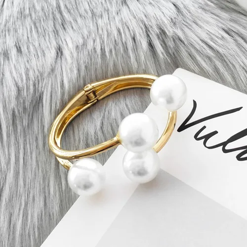 Miniatura 6 de Long tiantian Brazalete de perlas doradas para mujer, pulsera asimétrica para muñeca, simple y a la moda, regalo para niñas