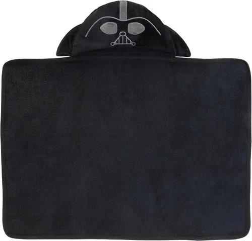 Miniatura 2 de Lambs & Ivy Star Wars Darth Vader Toalla de baño con capucha de algodón de lujo negro