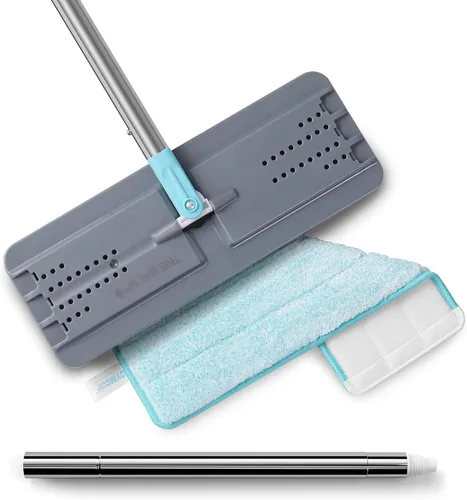 Miniatura 15 de JOYMOOP Trapeador plano, trapeadores de microfibra para limpieza de suelos, mango largo de 60 pulgadas con cabezal plano flexible de 13 pulgadas