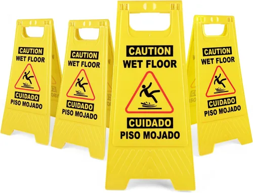 Miniatura 13 de XPCARE Letrero plegable bilingüe de precaución mojado para piso, doble cara con marco en A, cartel de precaución de seguridad, comercial, 17.5