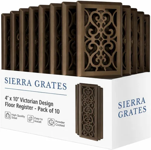 Miniatura 43 de Registro victoriano de piso de 4 x 10 pulgadas en acabado gris granito - Cubiertas de ventilación para piso del hogar - Cubiertas decorativas