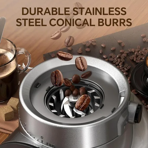 Miniatura 4 de Molinillo de café eléctrico, molinillo de granos de café con rebabas con 30 configuraciones de molienda, molinillo de muelas para uso doméstico